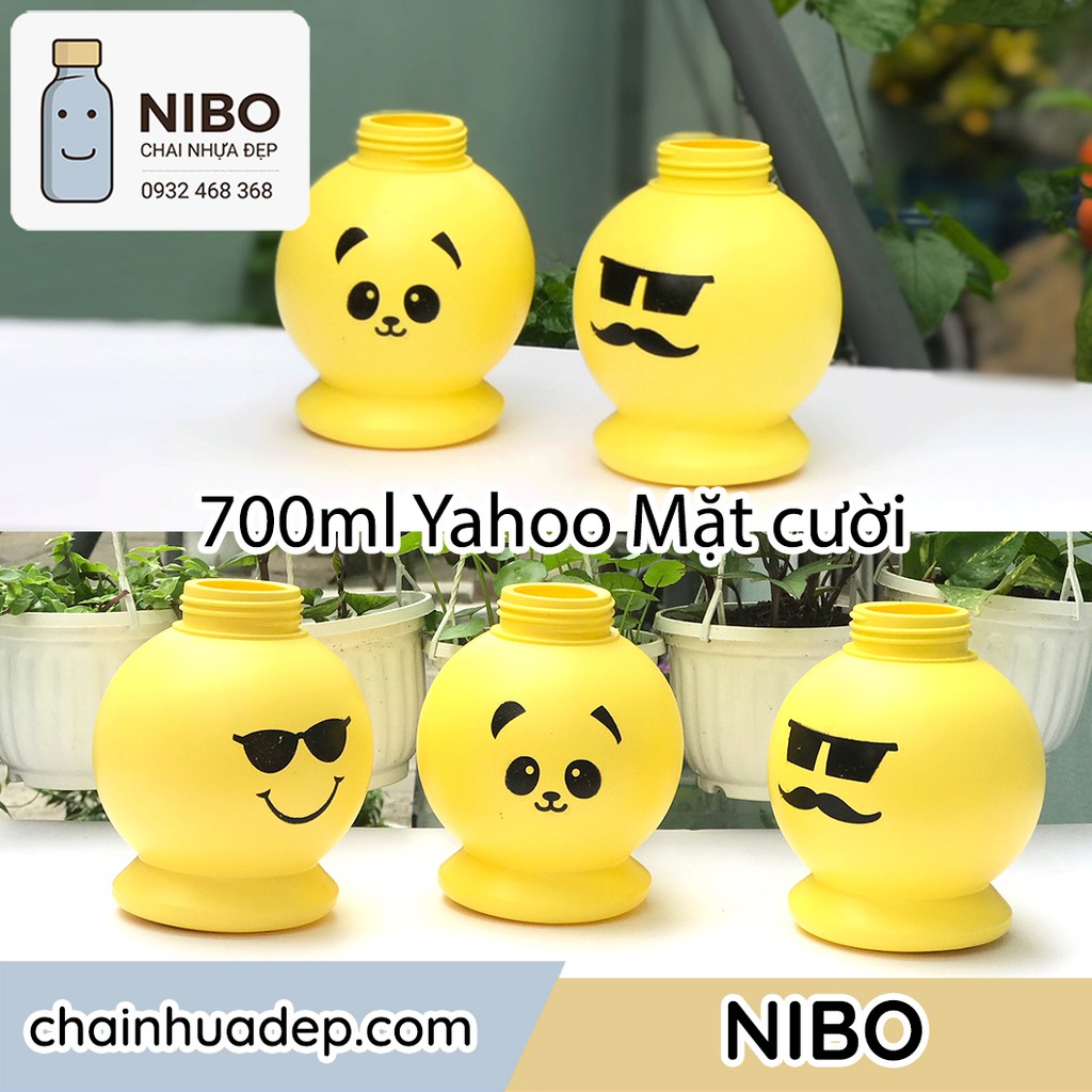 10 chai 700ml mặt cười Yahoo đựng trà sữa, nước ép | MS : 700YH