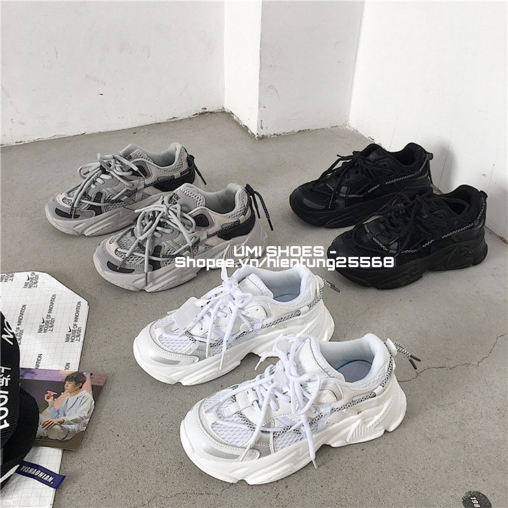 Giày thể thao nữ ulzzang HOWIE nâng đế cao 5cm da mềm cá tính màu đen mẫu mới hot hit đi chơi đi học bền đẹp rẻ chạy bộ