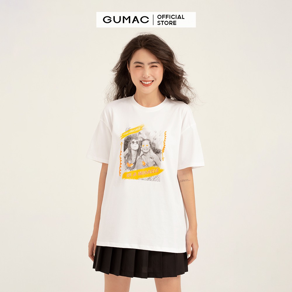 [Mã WABRGU50 giảm 10% đơn 250K] Áo thun nữ in cô gái GUMAC đủ màu thiết kế basic năng động, trẻ trung ATB153