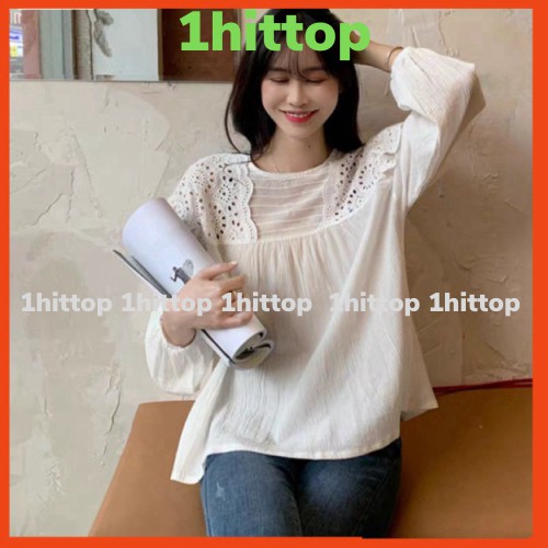 {1hittop} áo babydoll tiểu thư A259 bèo ren vai quảng châu Thời trang Xmin HIHISHOPHAHA aobabydoll