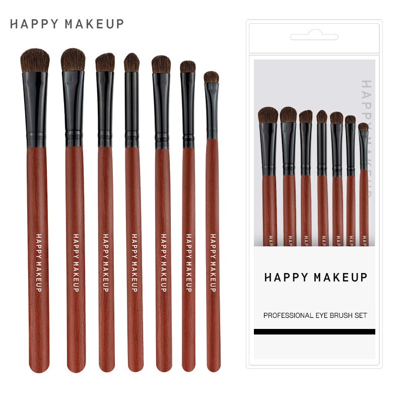 Bàn Chải HappyMakeup 7Bộ bàn chải mắt Màu Đỏ Giá Rẻ Mắt Nhỏ Lông Bờm Ngựa Cọ Trang Điểm Khói