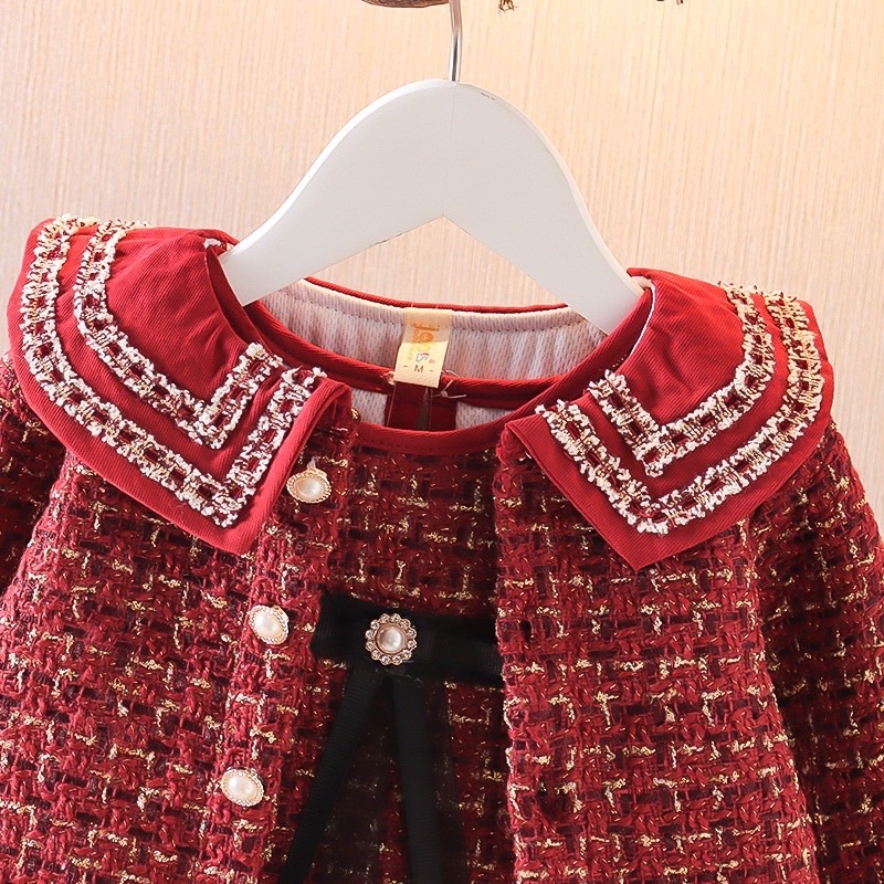 Set váy dạ đỏ siêu xinh quảng châu