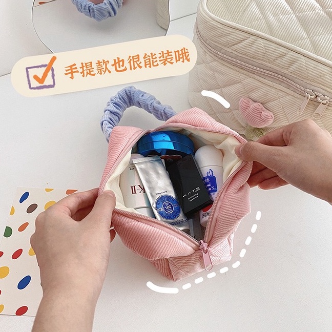 Những bông hoa Túi đựng mỹ phẩm chống thấm nước sức chứa lớn màu hồng trắng dùng khi đi du lịch