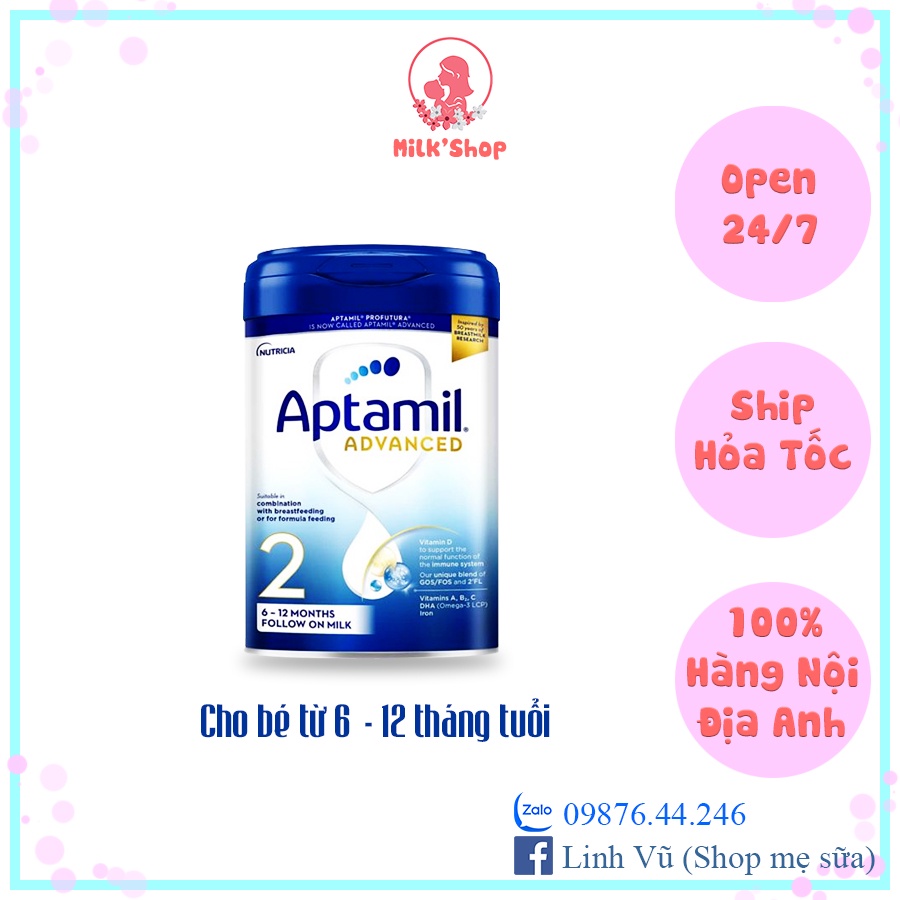 sữa aptamil Anh mẫu mới số 1,2,3 -800g (đủ bill)