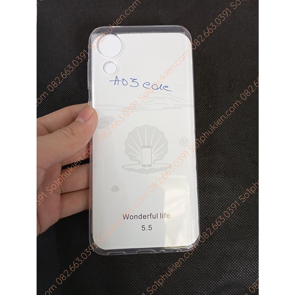 Ốp lưng samsung a03 core  loại dẻo chống sốc bảo vệ camera, loại trong suốt bền đẹp