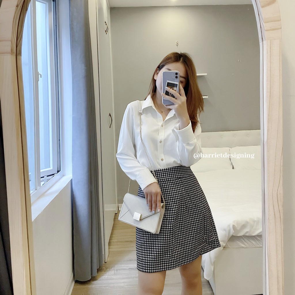 Chân váy họa tiết Houndstooth Harriet