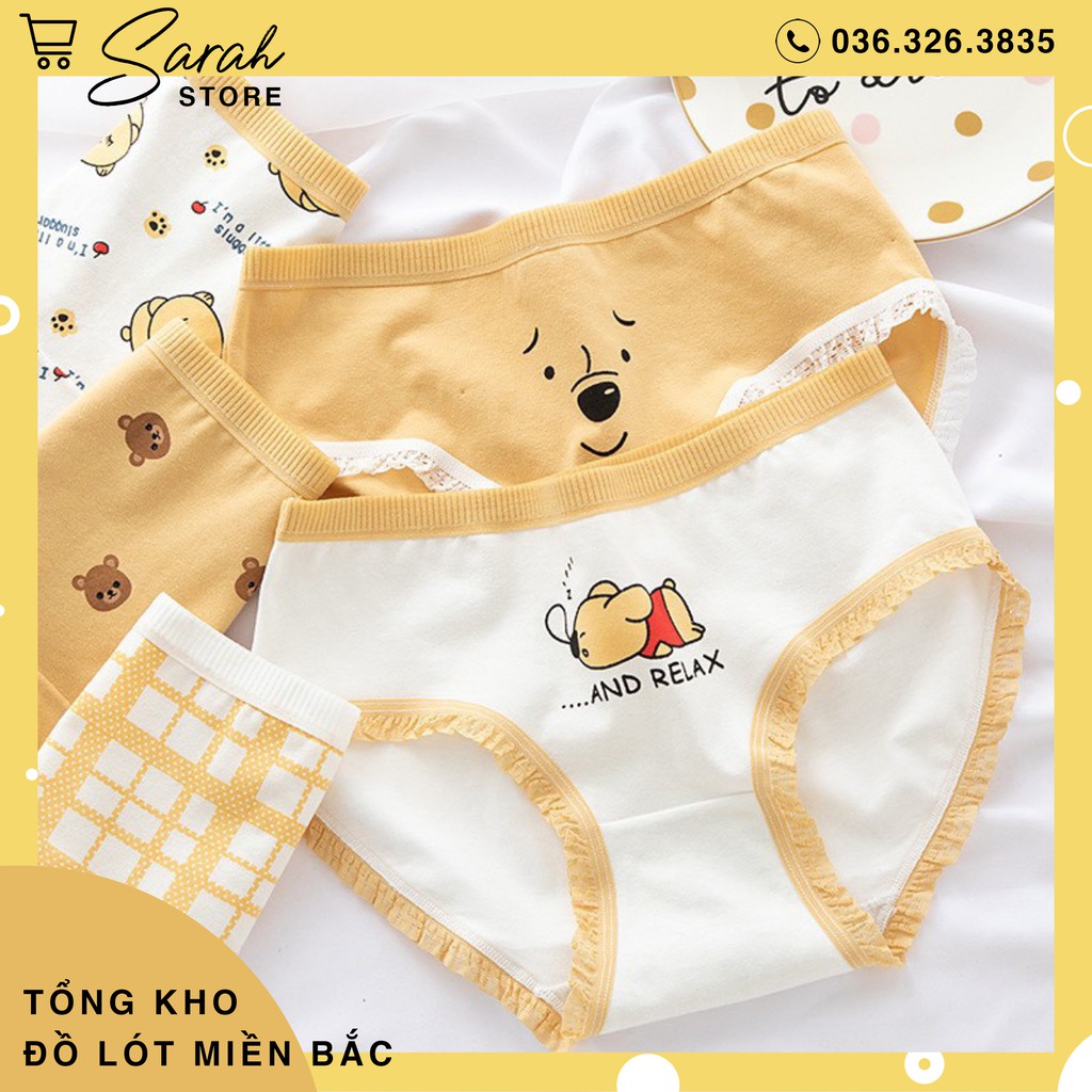 [Mã WASTDEP giảm 5K đơn bất kì] Quần Lót Nữ Cotton Hoạ Tiết Bear Siêu Xinh