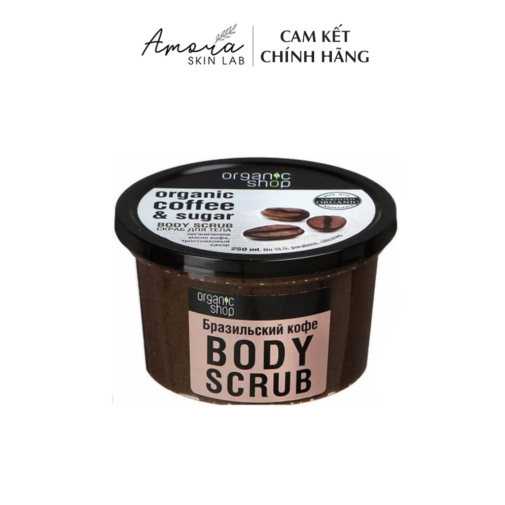 Tẩy Da Chết Toàn Thân Organic Coffee & Sugar Body Scrub Nga 250g - Amora Skinlab