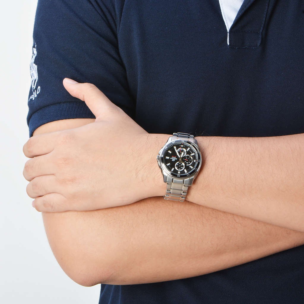 ĐỒNG HỒ NAM CASIO Edifice EF-334D-1AVU 6 Kim - Dây kim loại - chống nước độ sâu 100m