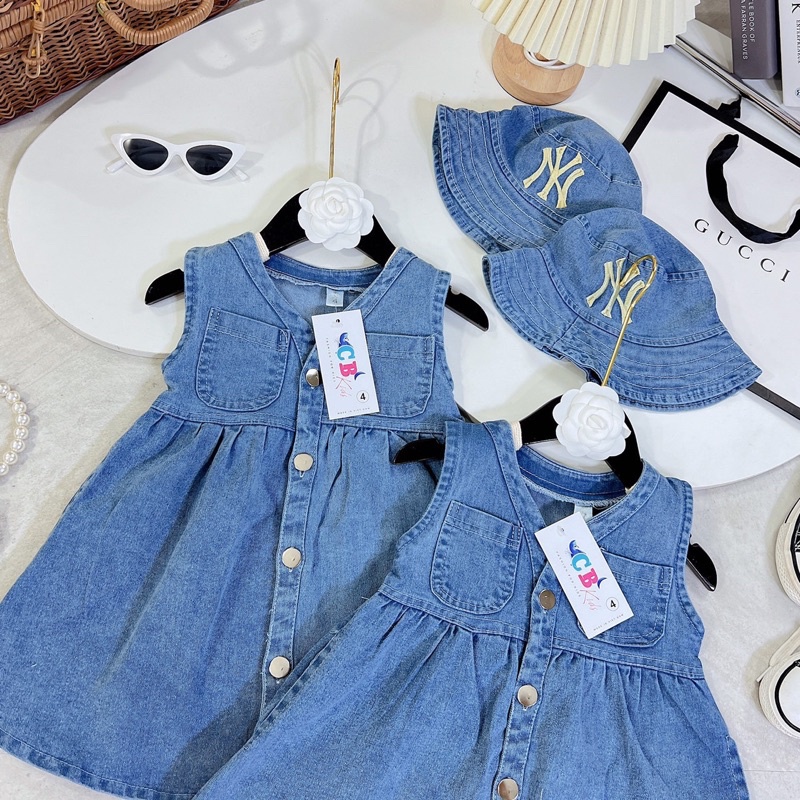 Sét váy jean cổ v cho bé gái từ 10-20kg💋hàng đẹp