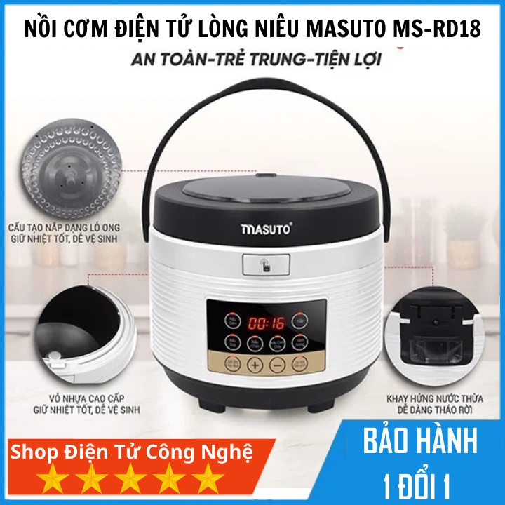 Nồi cơm điện lòng niêu Masuto MS-RD18 1.8l công suất 700w màn hình LED cao cấp