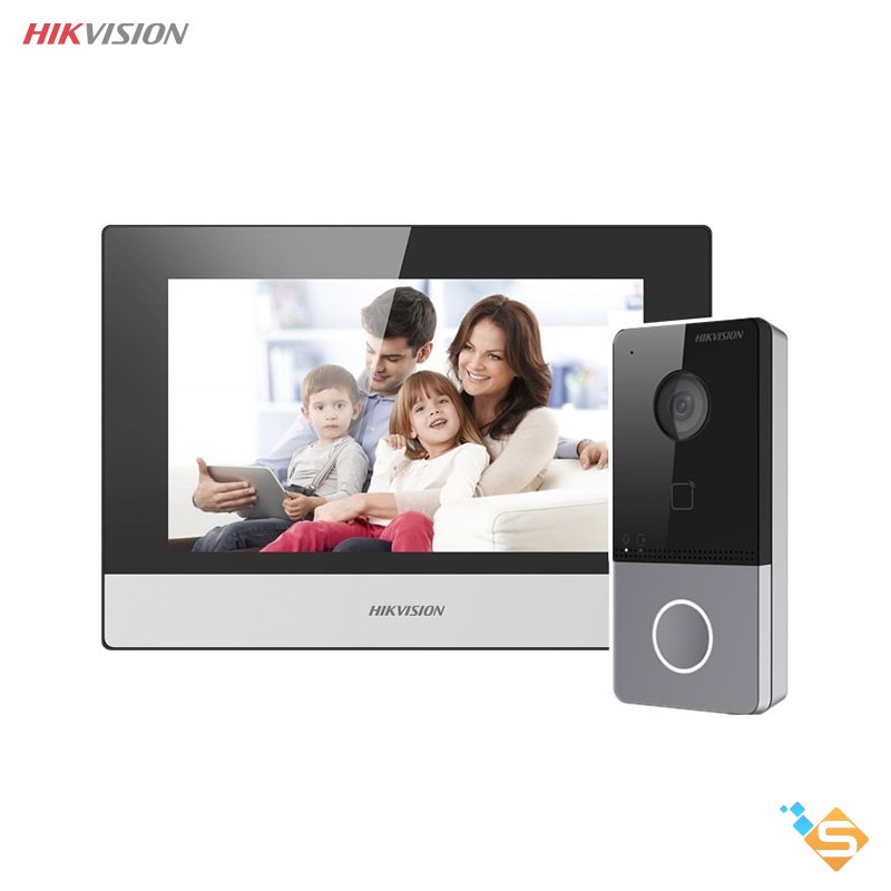 Bộ Combo chuông hình không dây Hikvision kết nối Wifi DS-KH6320-WTE1 Nút Nhấn + Camera 2MP + Màn hình 7 inch