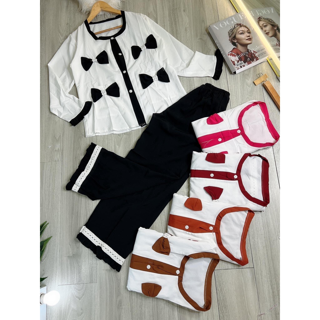 |Tặng Set Trà Sữa| Đồ Bộ Lụa Pijama Mặc Nhà Tay Dài Quần Dài Cực Xinh | BigBuy360 - bigbuy360.vn