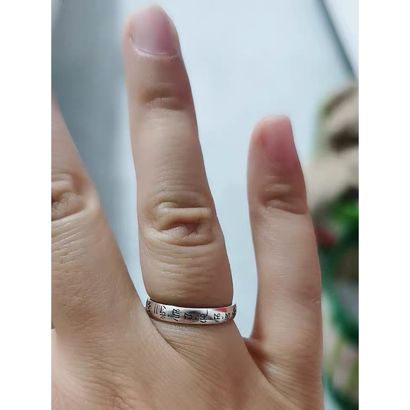 Nhẫn Bạc 925 đeo tay khắc Lục tự chân ngôn phật giáo tây tạng