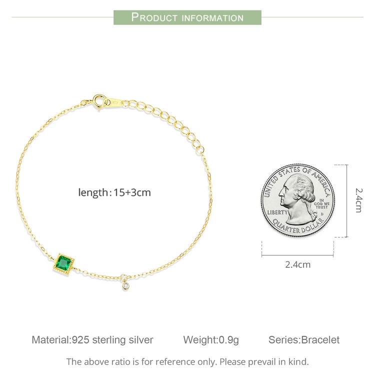 Vòng cổ/ vòng tay bạc 925 BAMOER đính đá zircon xanh thời trang cho nữ