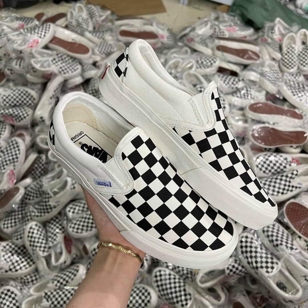 GIÀY THỂ THAO  vans đen sọc trắng các màu nam nữ siêu hot vans FOG caro buộc dây lười caro đủ h	ộp bill