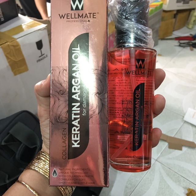 Tinh Dầu Phục Hồi Tóc Hư Tổn Wellmate Keratin Argan Oil 120ml ( đỏ )