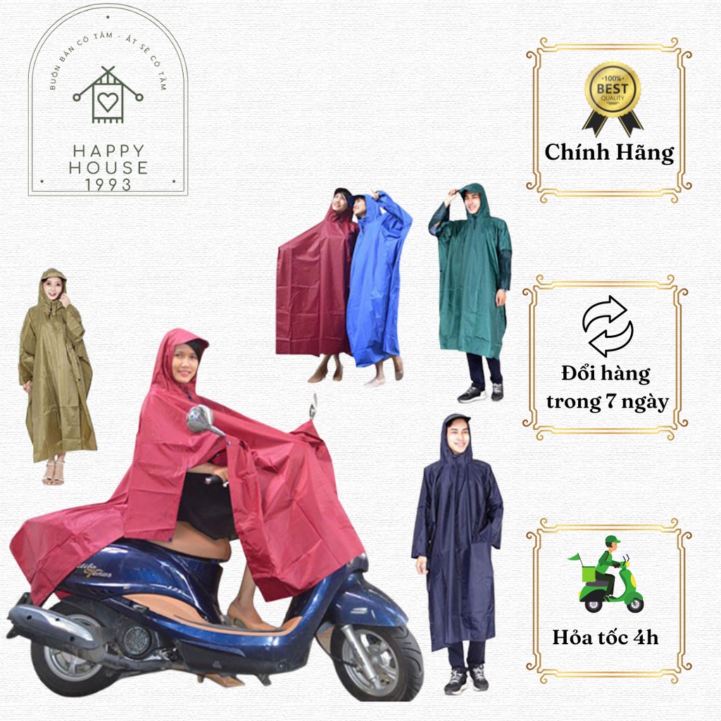 Áo Mưa Vải Dù Da Cá Xẻ Tà Cánh Dơi (Giá sỉ, Cao Cấp, Nhiều màu tùy chọn) - Hàng Xưởng Việt Nam