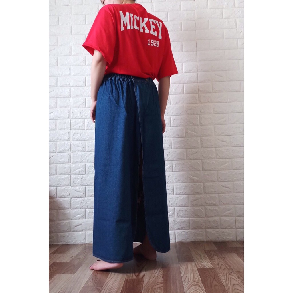 Váy chống nắng jean nút bấm thêu hoa | BigBuy360 - bigbuy360.vn