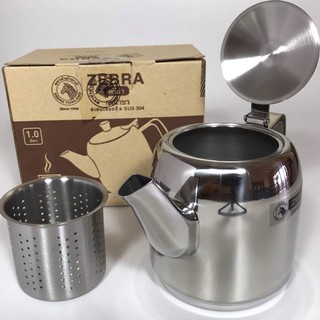 Bình lọc trà Zebra Inox Cao cấp SUS 304 - có thể đun trực tiếp - dung tích 1L