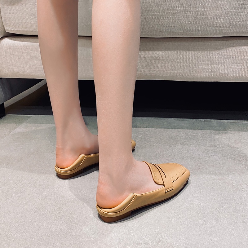 Giày Lười Da Mềm Mũi Vuông Thanh Lịch Hợp Thời Trang Size 33-43
