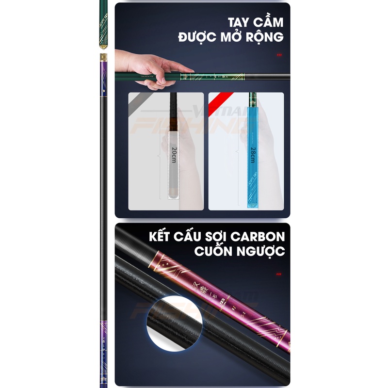 Cần câu tay Handing Nhất Hào Hắc Khanh 6m3  - Độ cứng 5H - Thế hệ 4