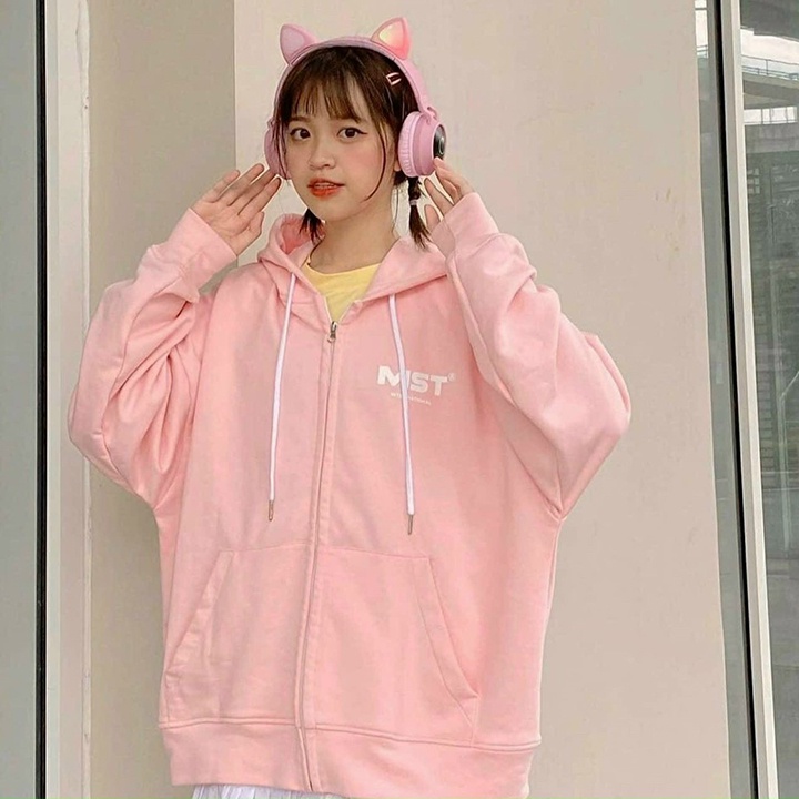 Áo khoác nỉ Hoodie MISS.OUT Dây Kéo form rộng áo nỉ bông kiểu dáng basic