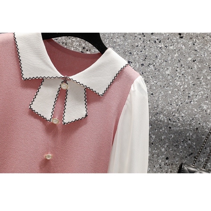 🌸Hàng oder 🌸 Váy đầm bigsize váy len dệt kim tay voan cổ nơ đính cúc Ngọc nữ tính dịu dàng🌸Hàng quảng châu | BigBuy360 - bigbuy360.vn