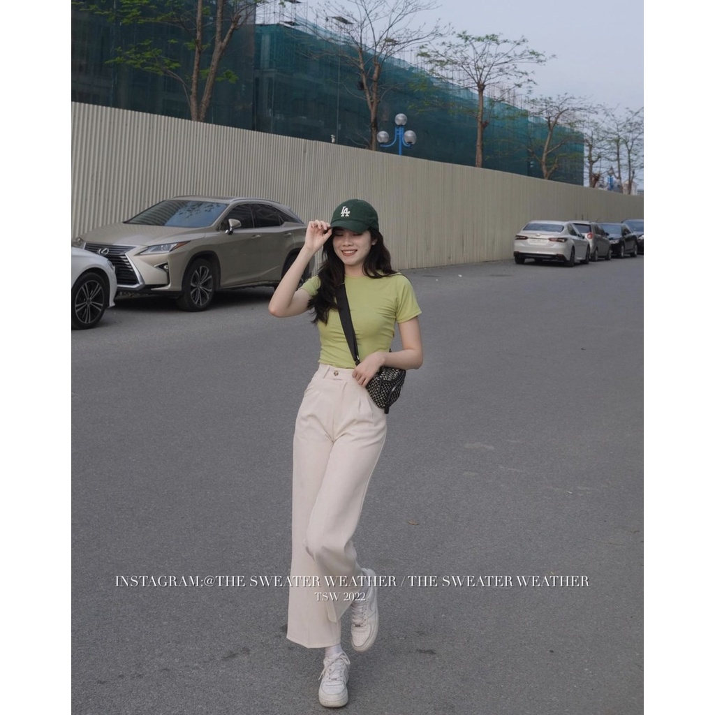 Áo thun trơn cổ tròn nhiều màu basic kiểu croptop, Áo thun ôm màu trơn dáng lửng Rosie Dream Shop