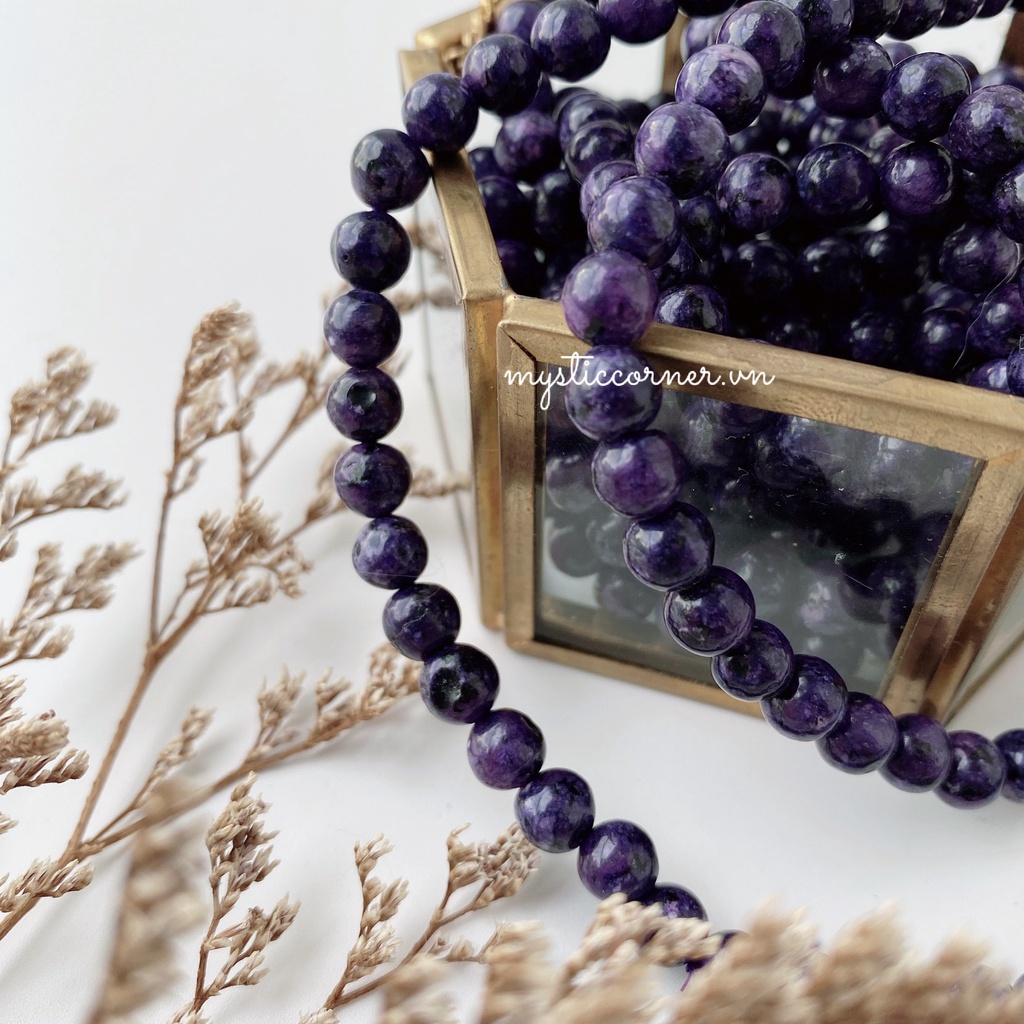 Chuỗi vòng đá Charoite (Đá Mắt Rồng), vòng tay đá năng lượng mạnh mẽ, Reiki, Tarot, Thiền Định
