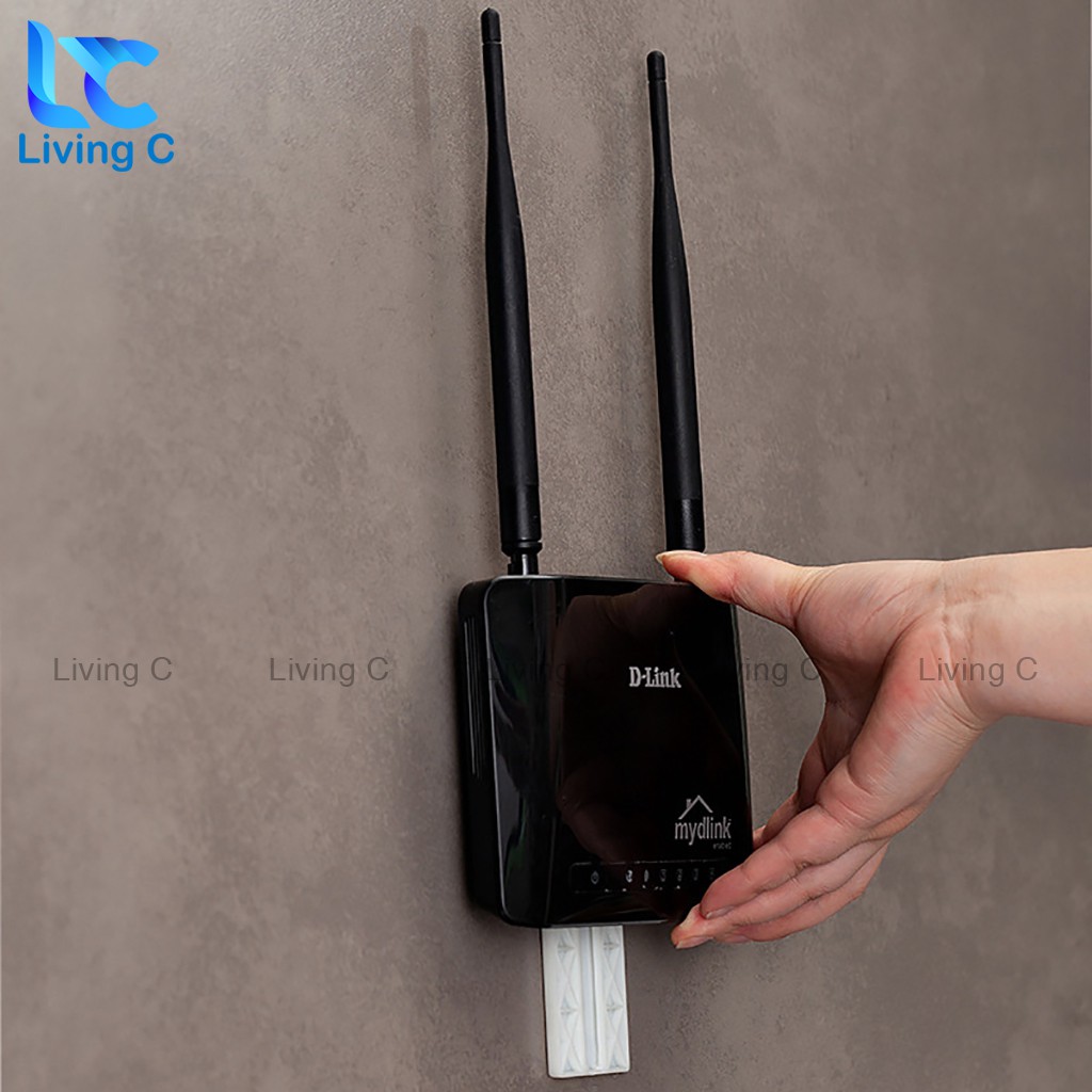 Treo cục phát wifi , ổ cắm điện , remote với bộ dán tường Living C tháo lắp tiện lợi _T24