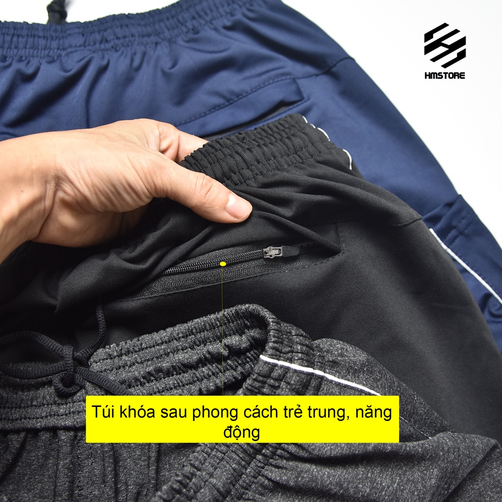 Quần đùi nam thể thao phối sọc mã  chất thun lạnh chính phẩm 100% Polyeste co giãn thoải mái.