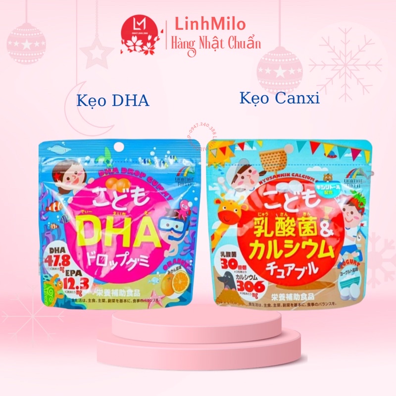 Kẹo dẻo bổ sung DHA unimat riken 90 viên Nhật Bản, kẹo canxi unimat riken cho bé từ 3 tuổi.