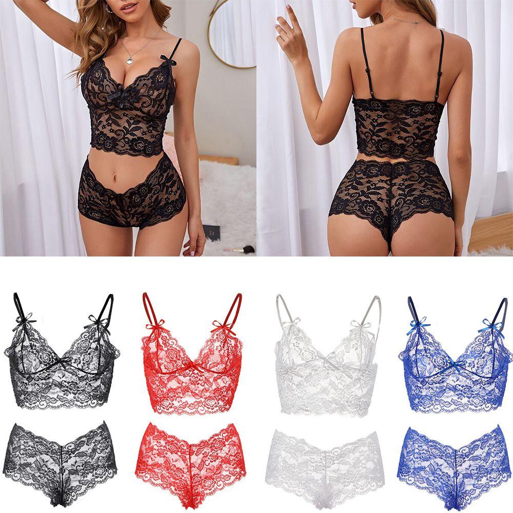 ROSE Áo Yếm Ren Hình Bướm Kèm Quần Lót
