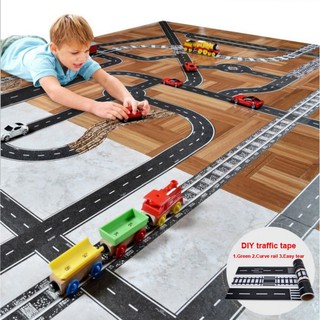 Railway Road Adhesive Masking paper Tape DIY design sticker kids toy car play