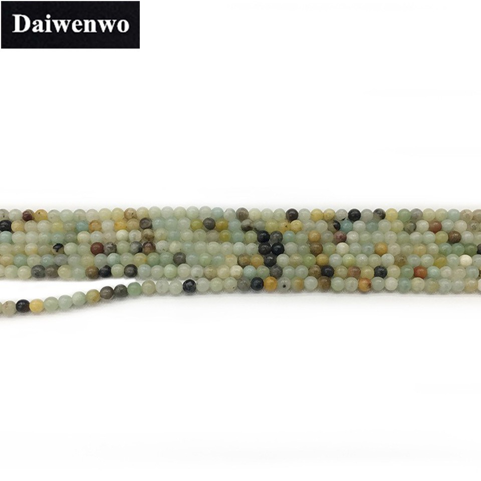 Chuỗi hạt đá Amazonit tròn 3mm tự nhiên làm vòng tay DIY