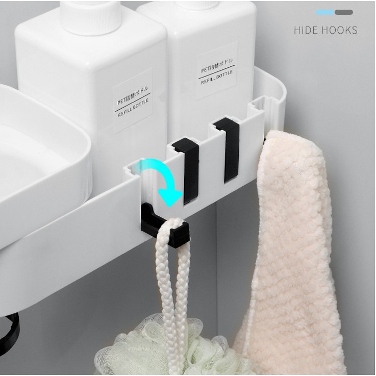 Kệ dán tường xoay đa chiều để đồ nhà tắm bền đẹp, kệ treo tường gấp gọn đựng đồ đa năng không cần khoan tường tiện dụng