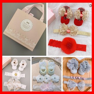 Set băng đô và giày tất cho bé full box