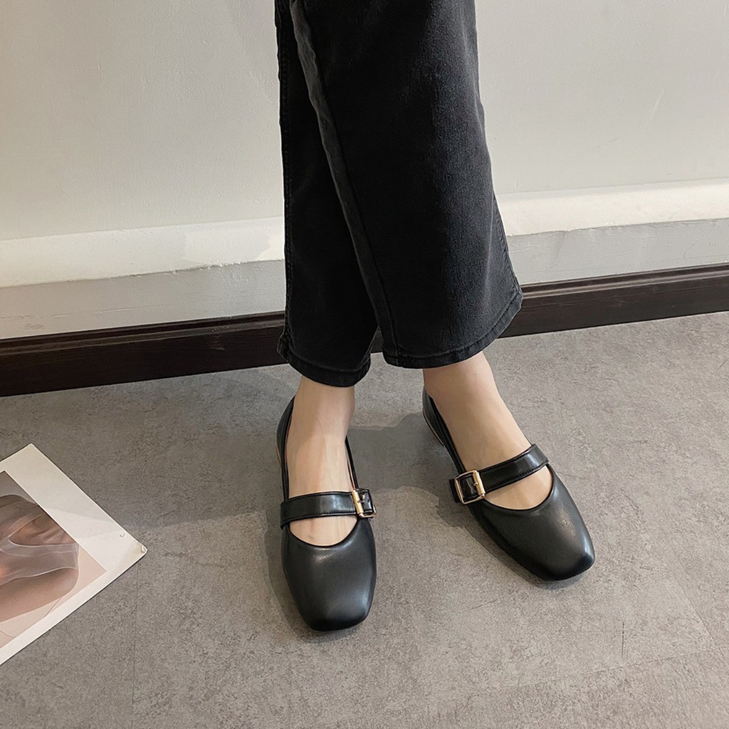 PAMELA - Giày Bệt Nữ Búp Bê Tiểu Thư Vintage Nhẹ Nhàng Khóa Vuông Ngang Hot Trend 2021 - B12