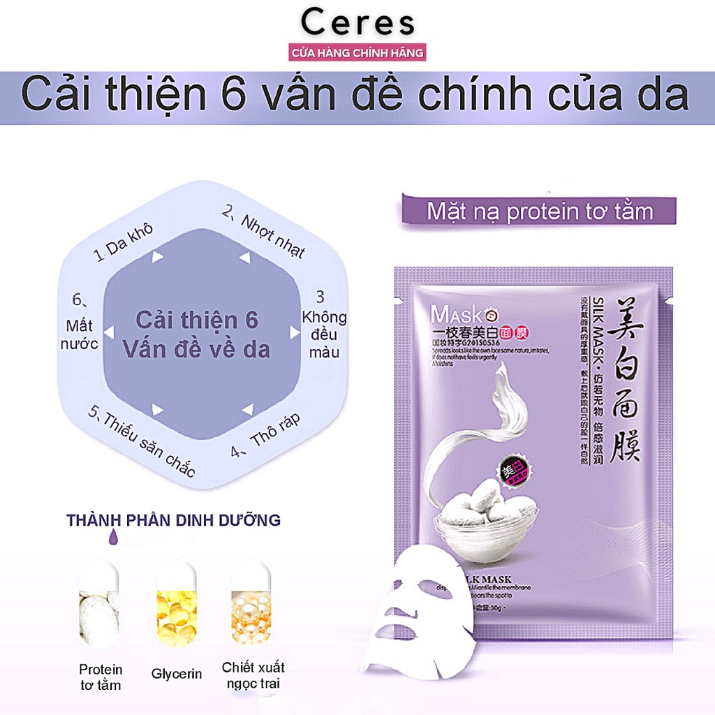 Mặt nạ giấy tơ tằm - silk mask dưỡng trắng và dưỡng ẩm da One Spring | BigBuy360 - bigbuy360.vn