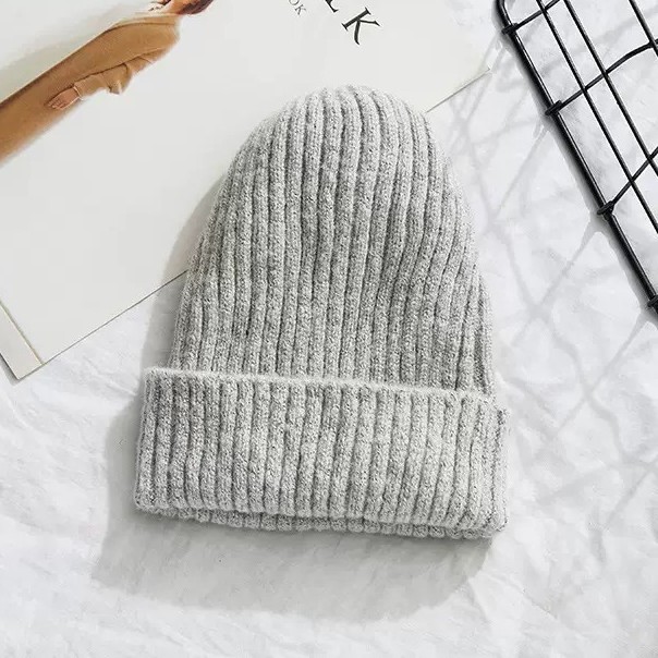 Mũ len gân nữ thời trang phong cách Hàn Quốc dày dặn