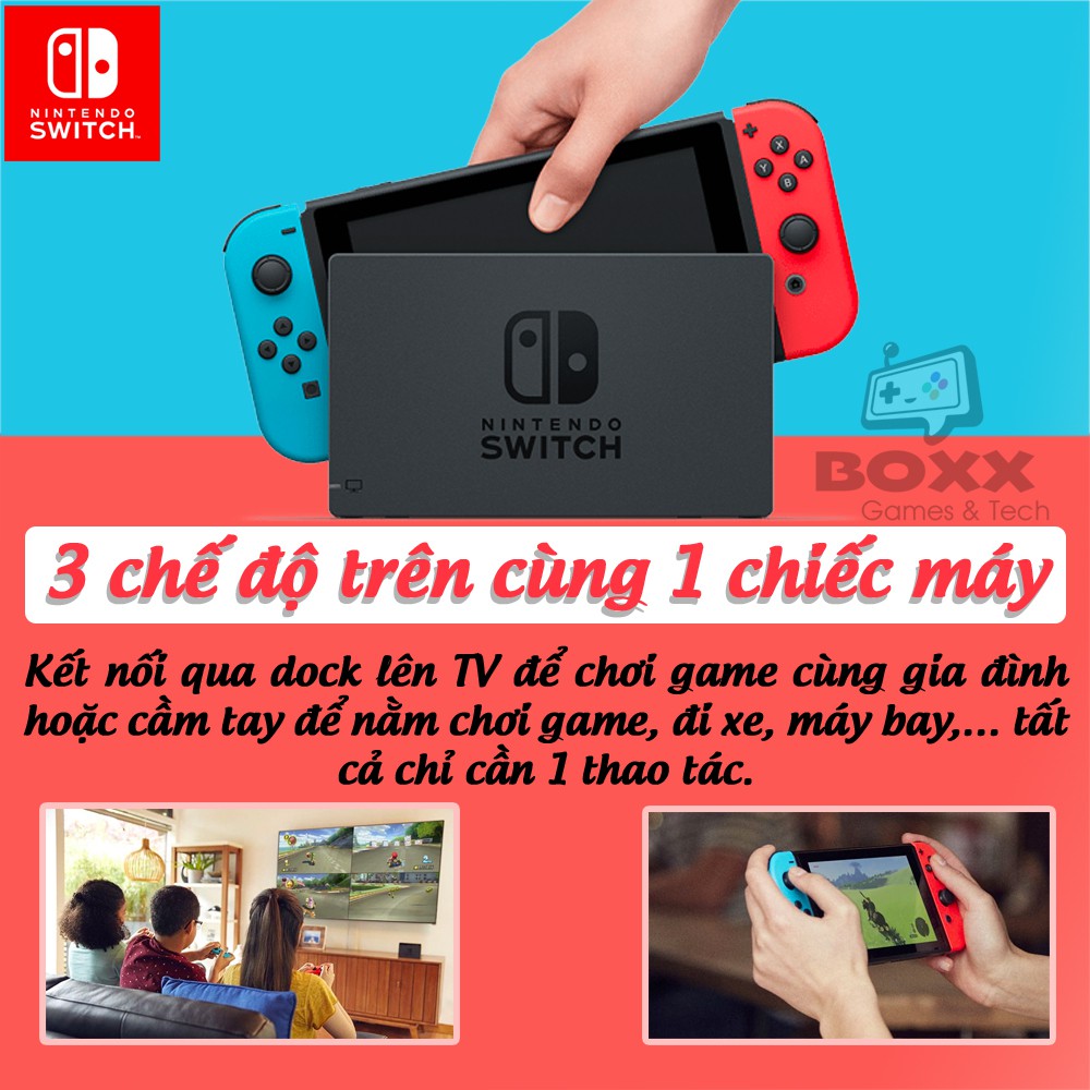 Máy Nintendo Switch V2 Neon Blue và Neon Red Joy‑Con bảo hành 12 tháng kèm quà tặng