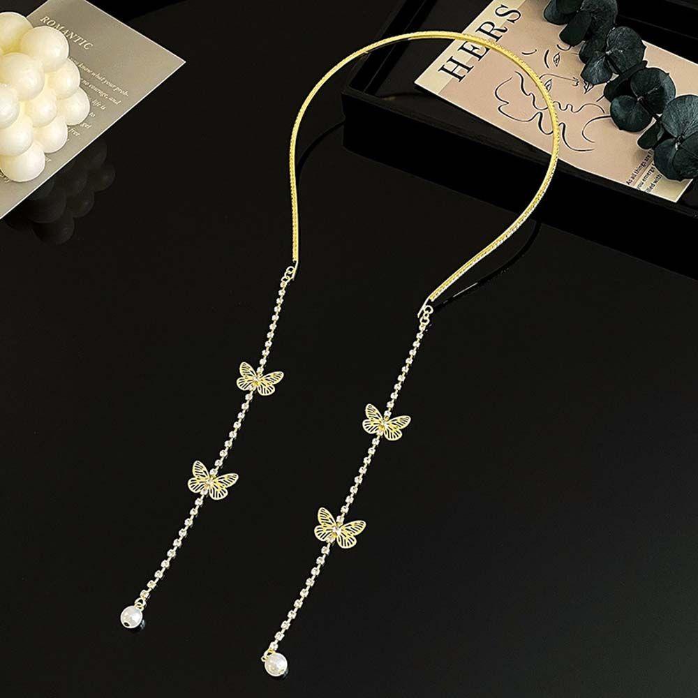 Băng Đô Cài Tóc Hình Bướm Phối Tua Rua Phong Cách Pháp Cổ Điển Dành Cho Nữ