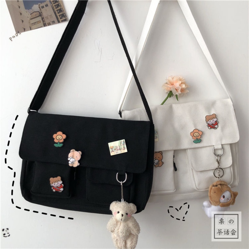 🔥Sẵn sàng giao hàng🔥Phong cách Nhật Bản túi công cụ Harajuku túi xách retro túi trong túi vải túi phụ nữ túi đeo vai
