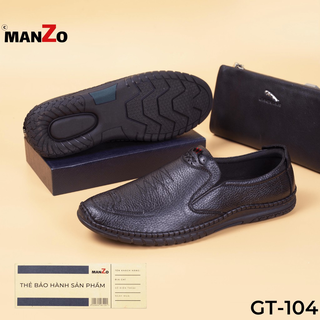 Giày mọi nam da bò giá rẻ -  Giầy lười Manzo GT 104DEN