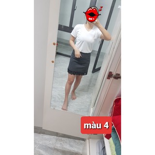 Áo thun nữ trơn cổ tim