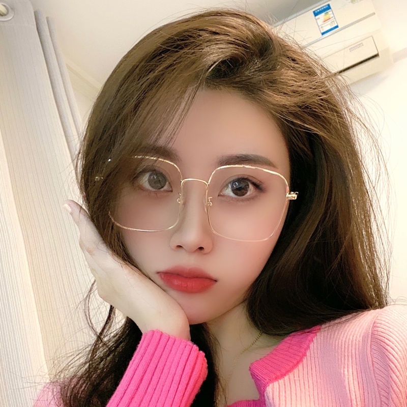 Kính Mát Gọng Kim Loại Tròng Phẳng Chống Tia Sáng Xanh/ Tia Sáng Xanh Thời Trang Cho Nữ