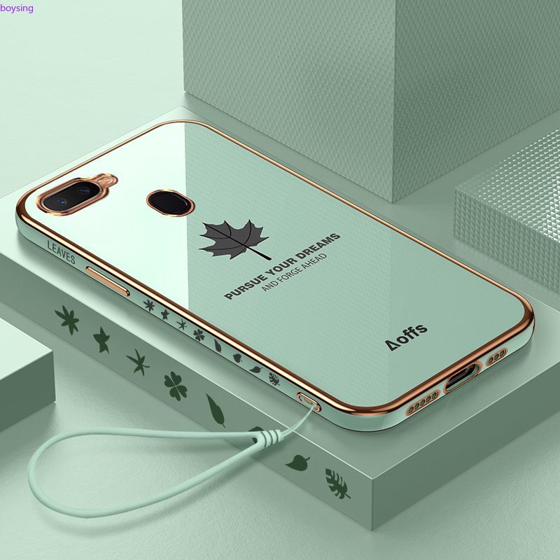 Ốp Điện Thoại Mạ Điện Họa Tiết Lá Phong Cho OPPO A7 A12 A5S A7X F9 R15 R15X K1 Edge