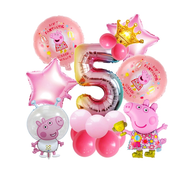 Bộ Bong Bóng Lá Nhôm Hình Heo Peppa Trang Trí Nội Thất Tiệc Sinh Nhật Cho Bé