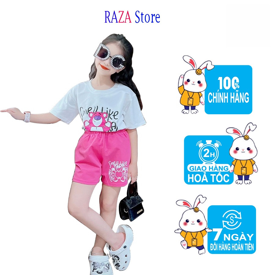 Bộ hè bé gái,đồ bộ bé gái RAZA Store chất liệu cotton cao cấp sợi thoáng mát cho bé từ 15kg - 36kg RZM4